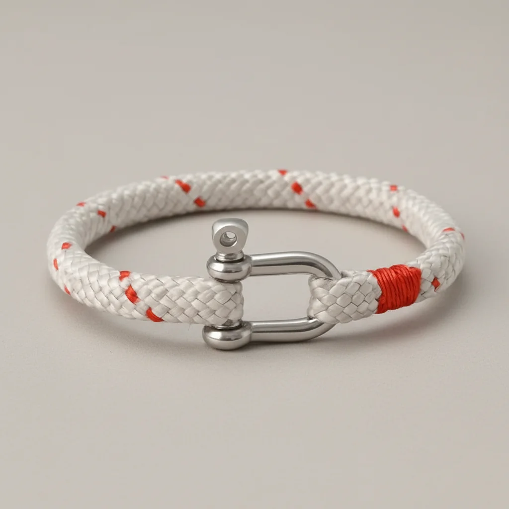 Bracelet corde homme fermoir manille acier robuste - Vue 6 - bracelet corde