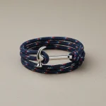 Bracelet corde multi-tour fermoir manille - Vue 1 - bracelet corde