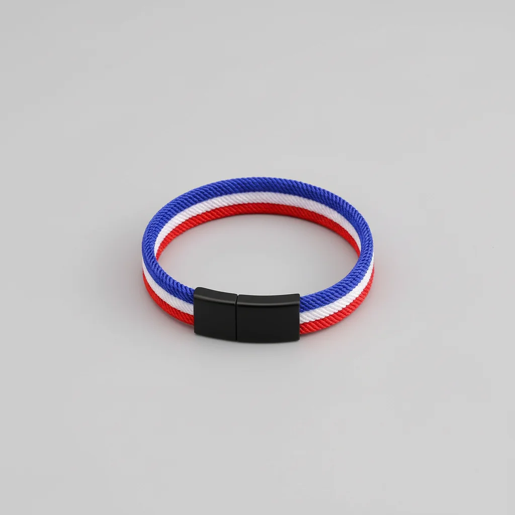 Bracelet corde nylon tressé fermoir aimanté - Vue 1 - bracelet corde