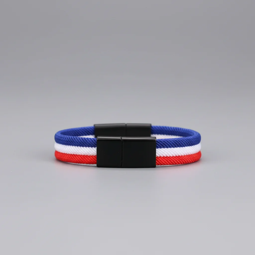 Bracelet corde nylon tressé fermoir aimanté - Vue 2 - bracelet corde