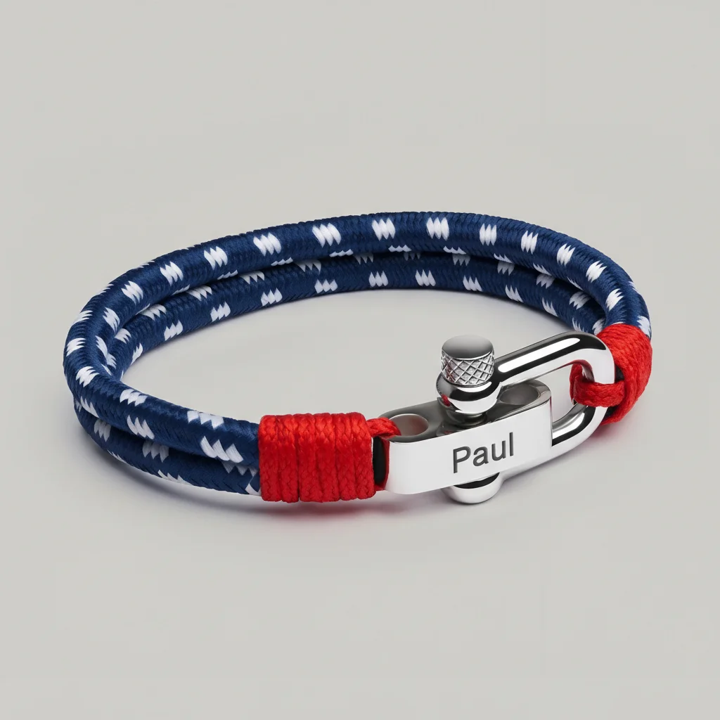Bracelet corde personnalisable fermoir acier homme - Vue 1 - bracelet corde