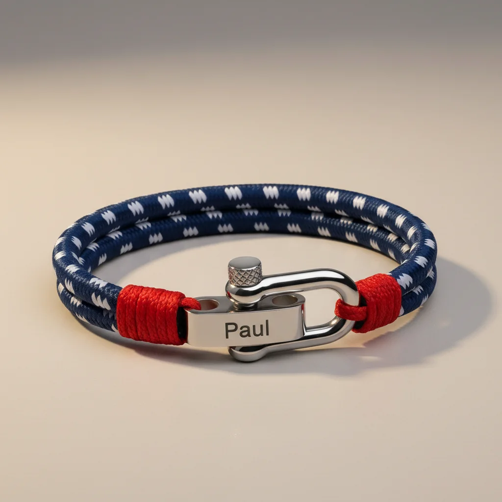 Bracelet corde personnalisable fermoir acier homme - Vue 2 - bracelet corde