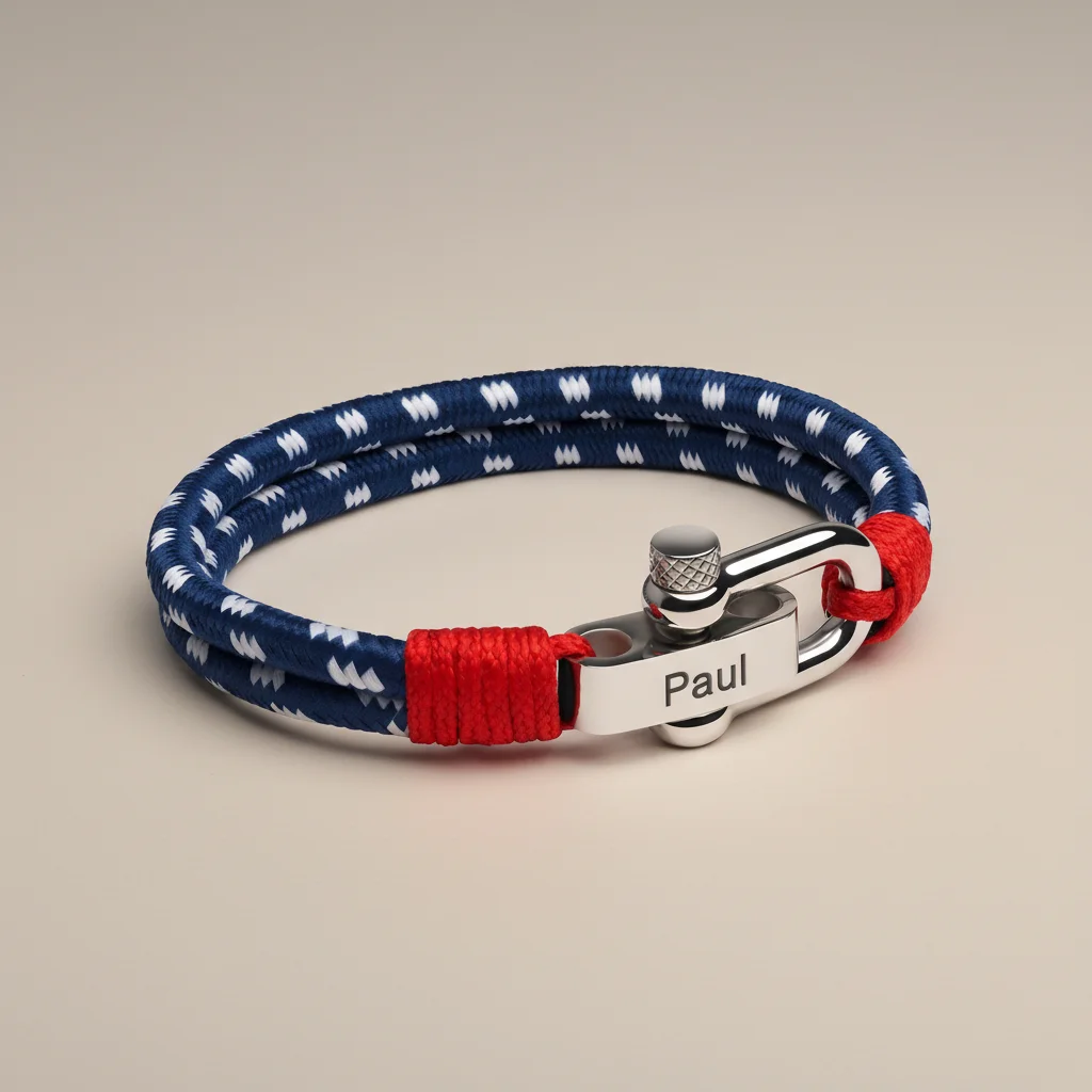 Bracelet corde personnalisable fermoir acier homme - Vue 3 - bracelet corde