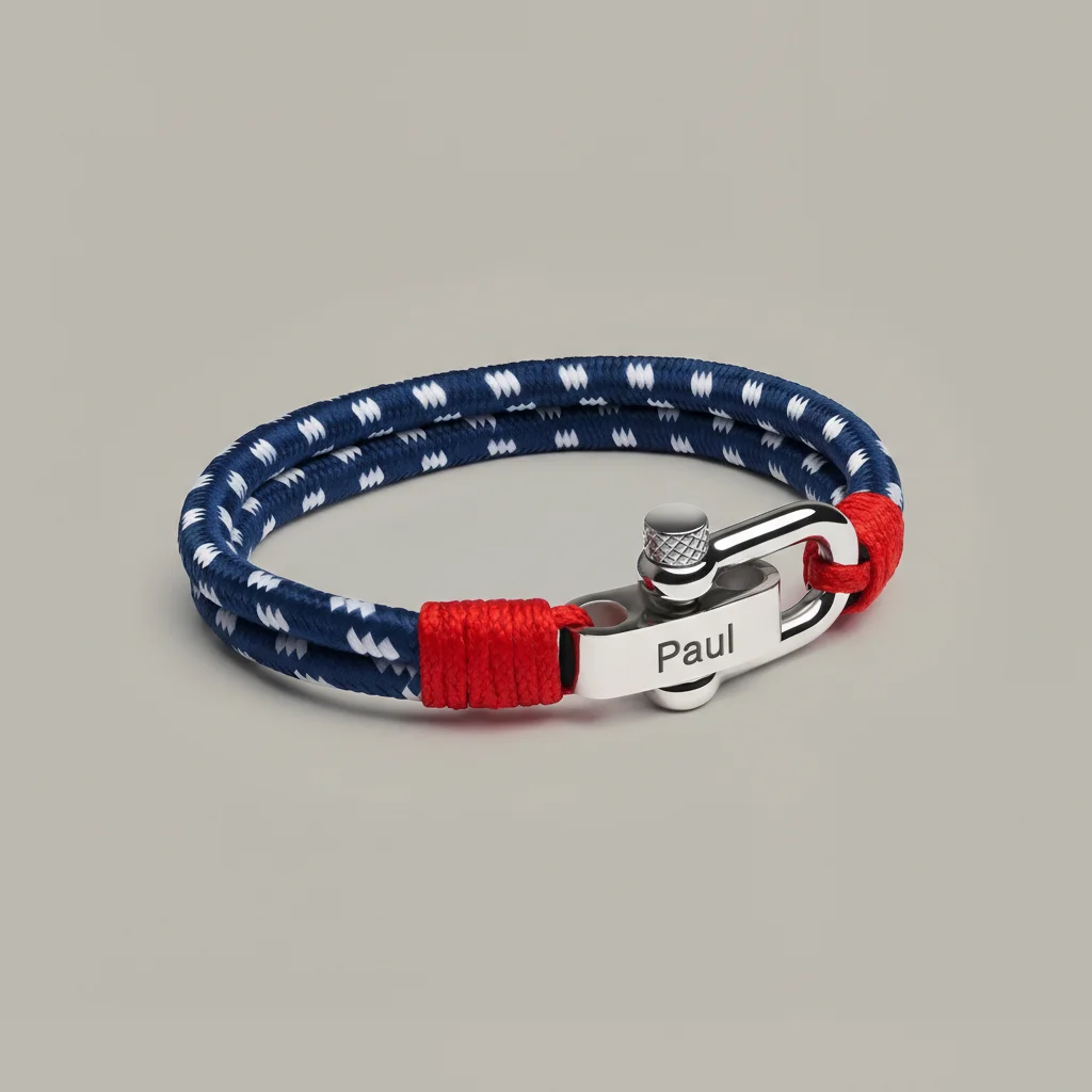Bracelet corde personnalisable fermoir acier homme - Vue 4 - bracelet corde