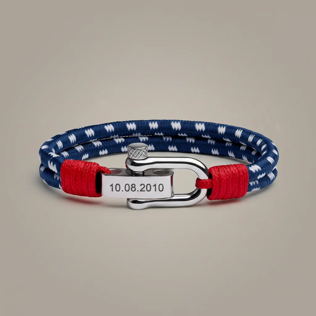 Bracelet corde personnalisable fermoir acier homme - Vue 6 - bracelet corde