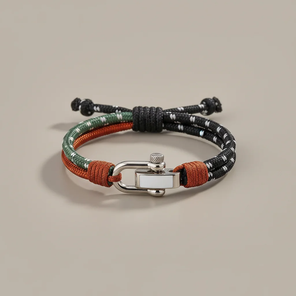 Bracelet corde personnalisable fermoir acier homme - Vue 7 - bracelet corde