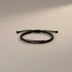 Bracelet corde personnalisable plaque acier inoxydable - Vue 1 - bracelet corde