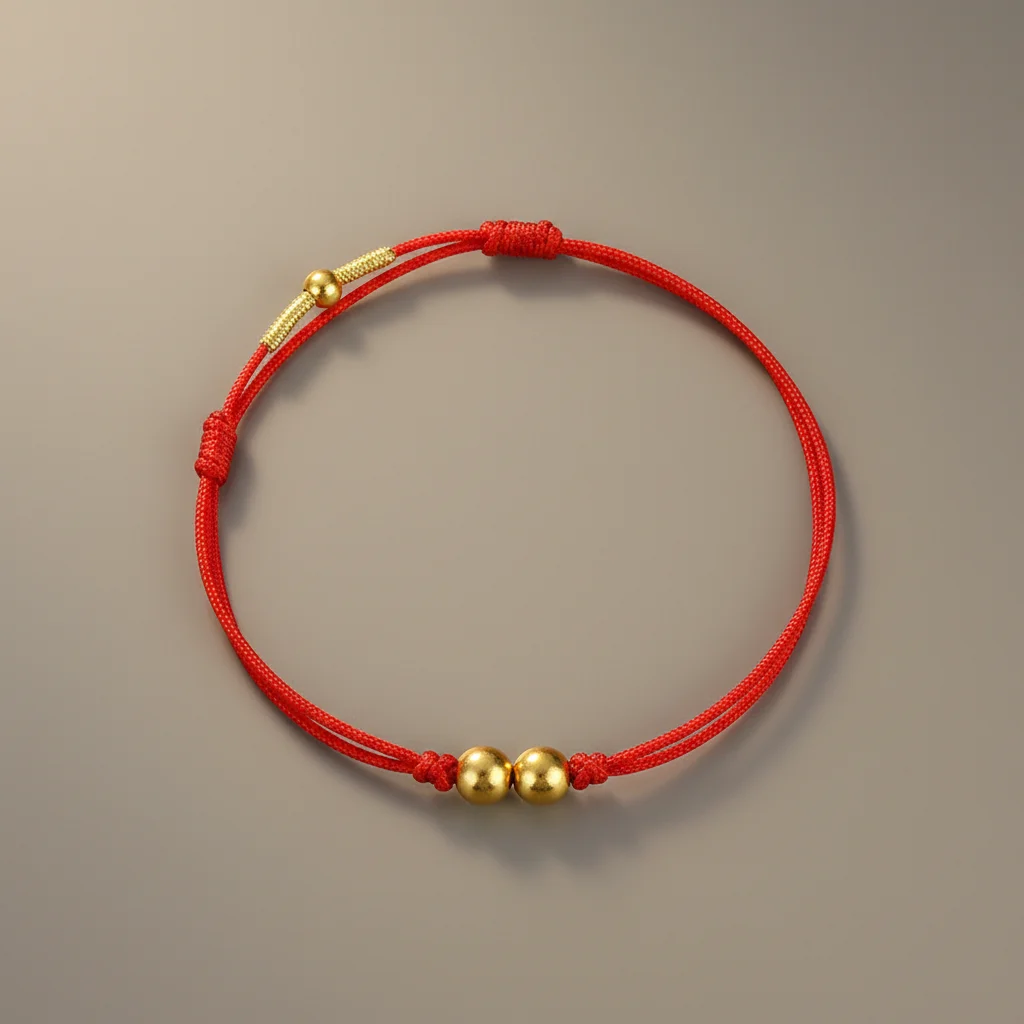 Bracelet corde porte-bonheur fil rouge ajustable - Vue 1 - bracelet corde