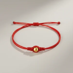 Bracelet corde porte-bonheur fil rouge ajustable - Vue 2 - bracelet corde