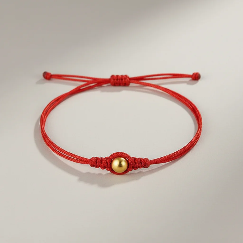 Bracelet corde porte-bonheur fil rouge ajustable - Vue 2 - bracelet corde