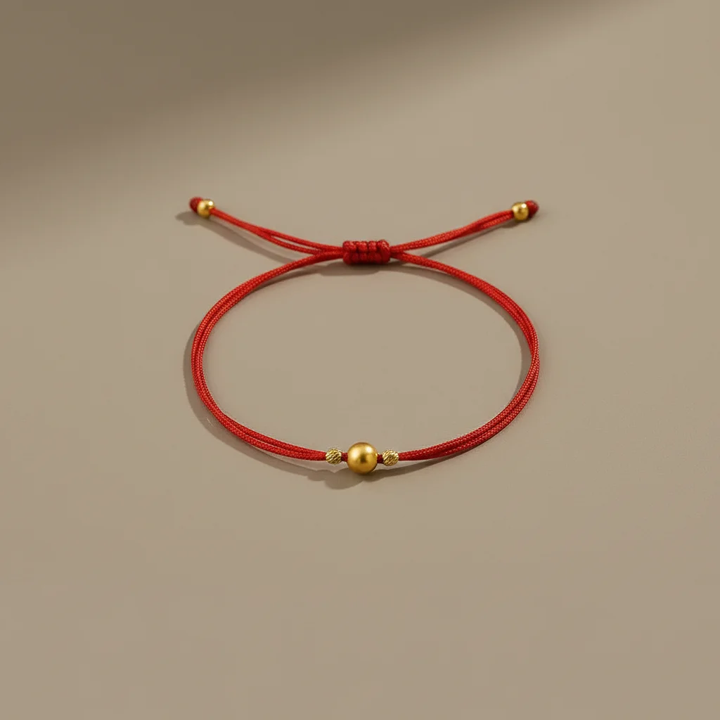 Bracelet corde porte-bonheur fil rouge ajustable - Vue 3 - bracelet corde