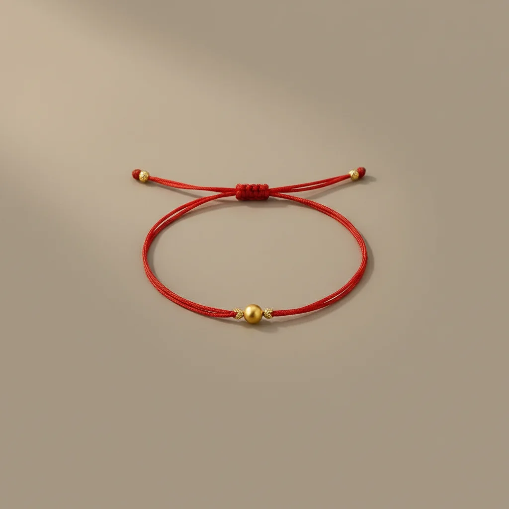 Bracelet corde porte-bonheur fil rouge ajustable - Vue 4 - bracelet corde