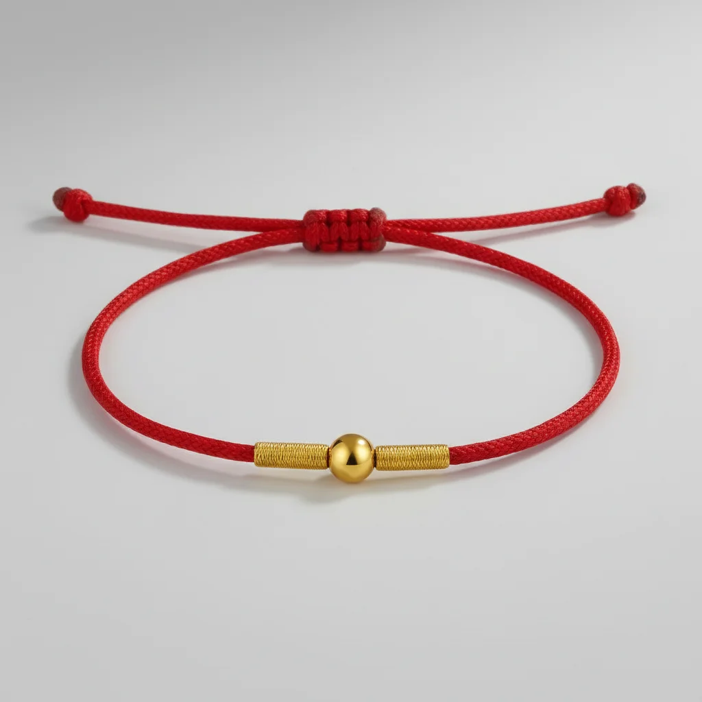 Bracelet corde porte-bonheur fil rouge ajustable - Vue 6 - bracelet corde