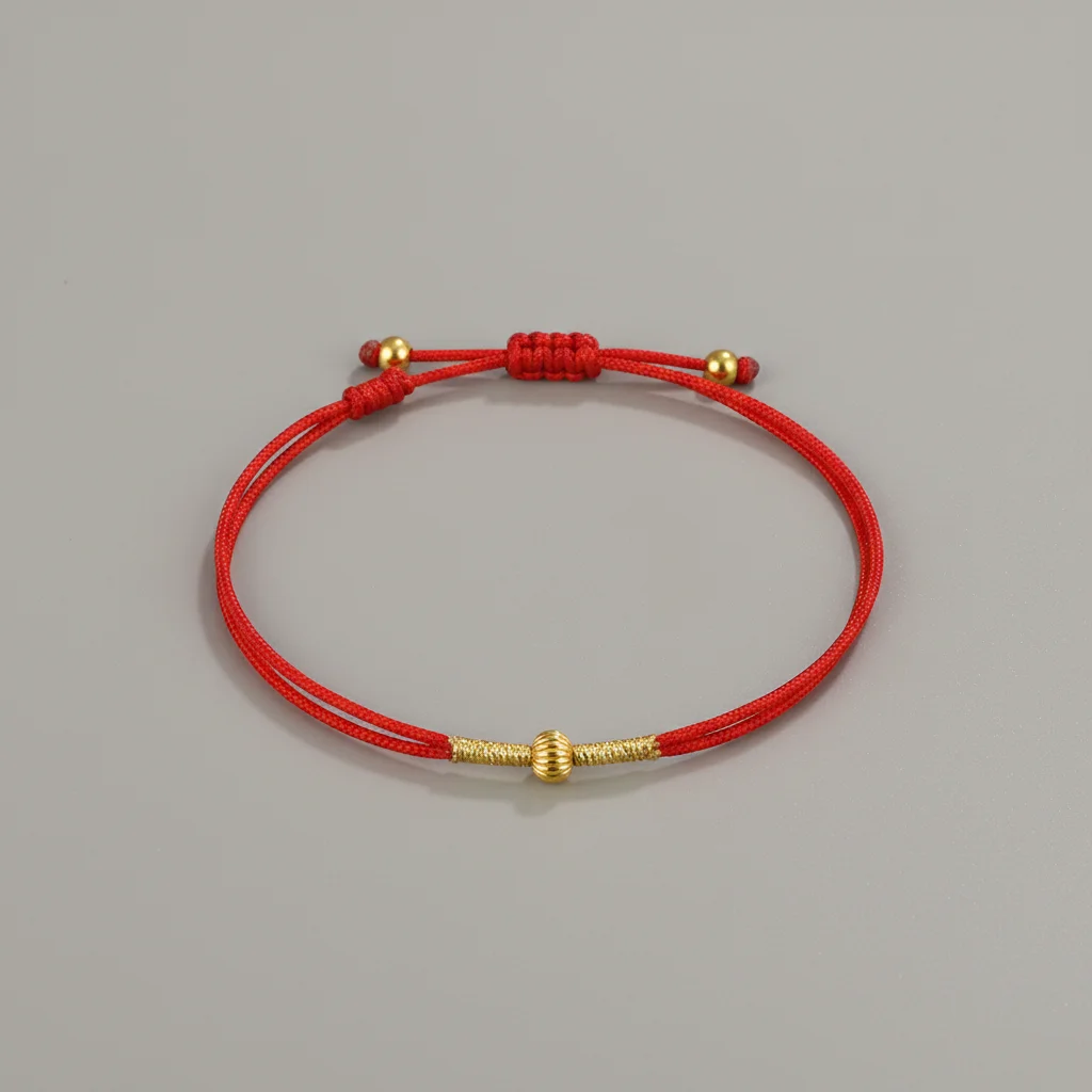 Bracelet corde porte-bonheur fil rouge ajustable - Vue 7 - bracelet corde