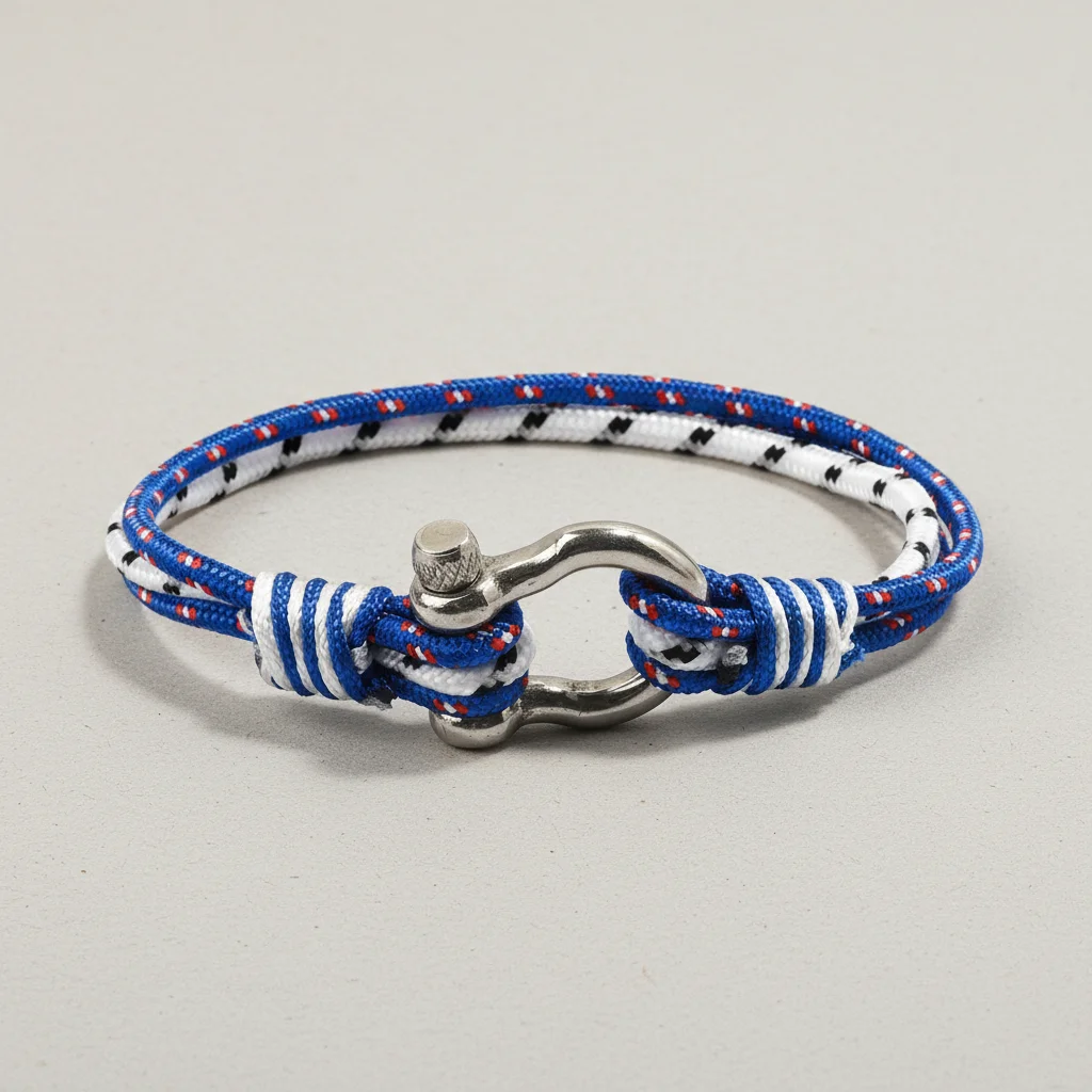 bracelet corde style marin fermoir manille - Vue 1 - bracelet corde