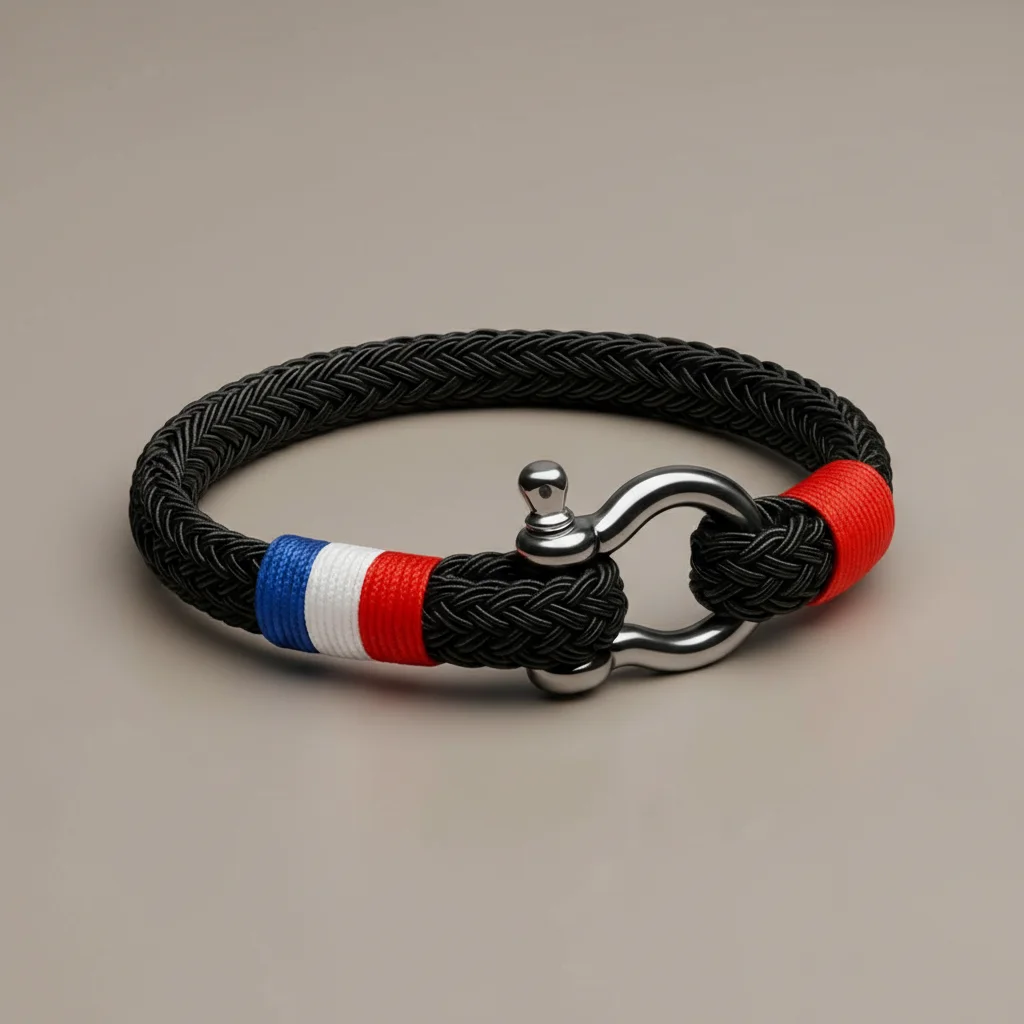 Bracelet corde style marin fermoir manille - Vue 1 - bracelet corde