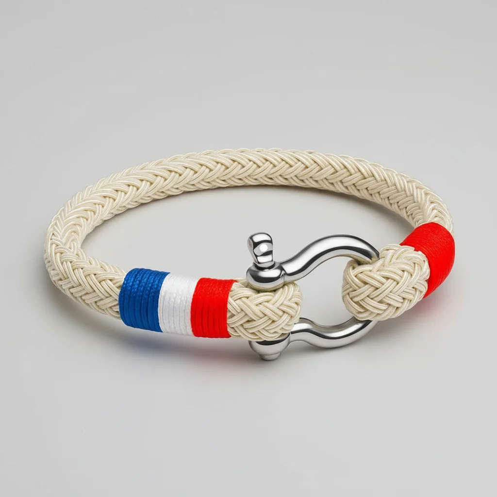 Bracelet corde style marin fermoir manille - Vue 12 - bracelet corde