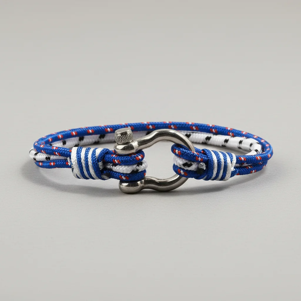 bracelet corde style marin fermoir manille - Vue 2 - bracelet corde