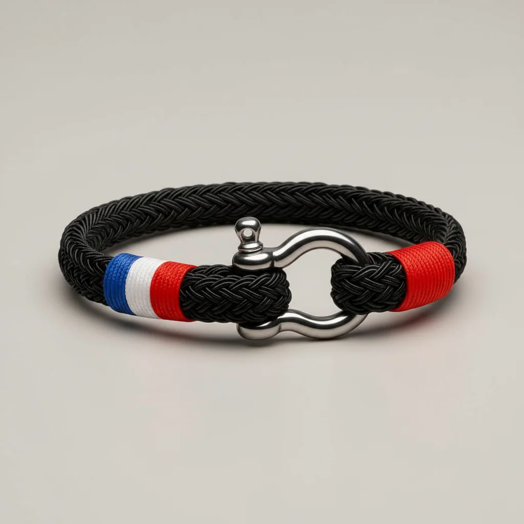 Bracelet corde style marin fermoir manille - Vue 2 - bracelet corde