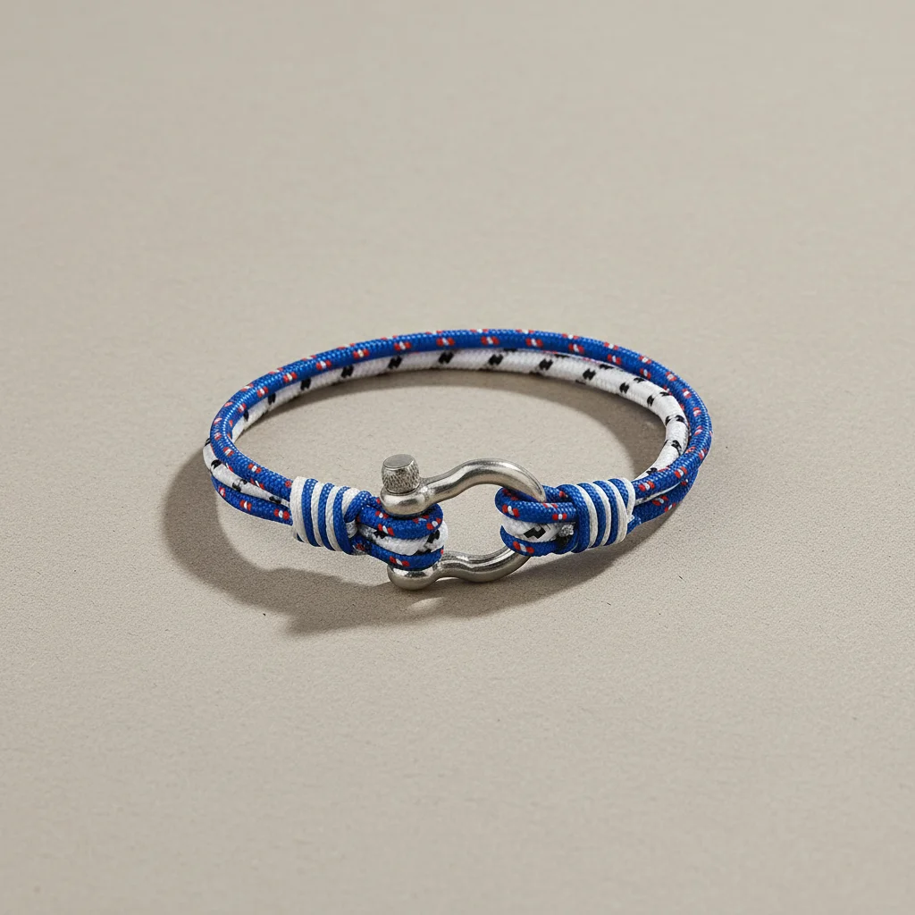 bracelet corde style marin fermoir manille - Vue 3 - bracelet corde