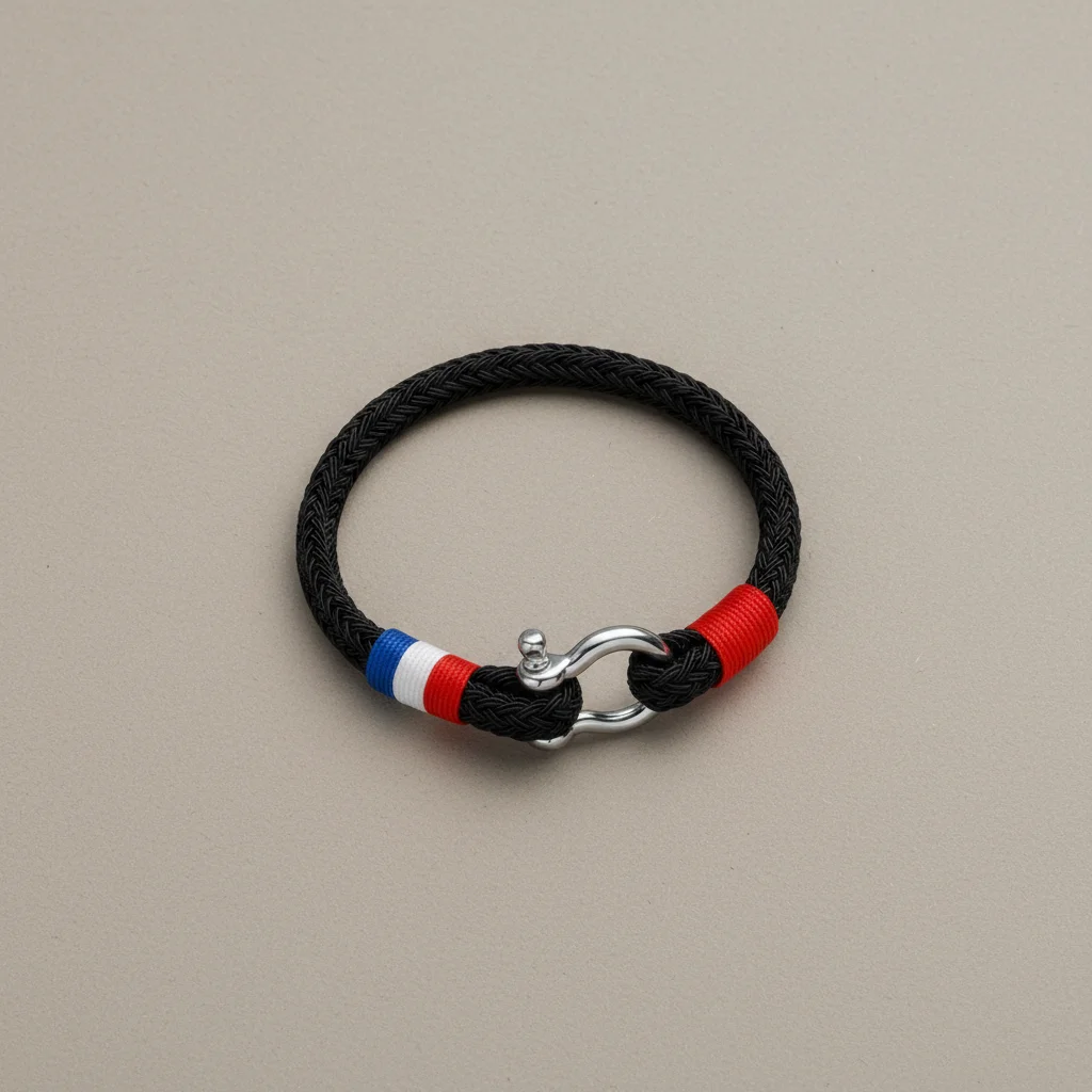 Bracelet corde style marin fermoir manille - Vue 3 - bracelet corde