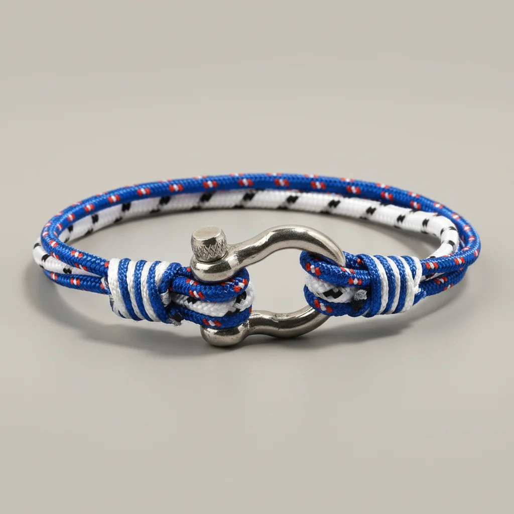 bracelet corde style marin fermoir manille - Vue 4 - bracelet corde