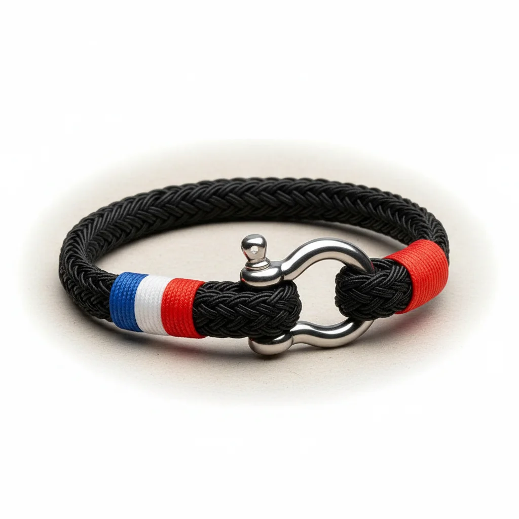 Bracelet corde style marin fermoir manille - Vue 4 - bracelet corde