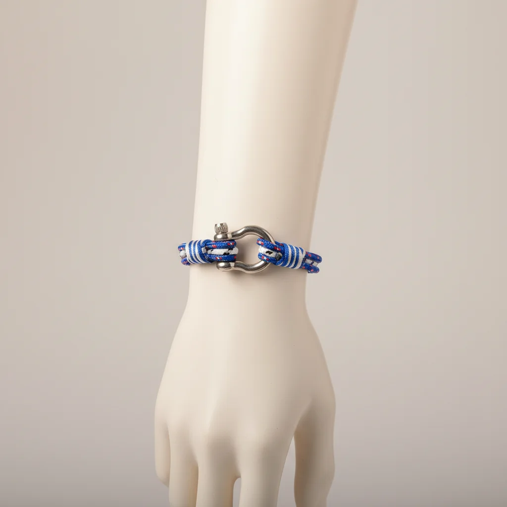 bracelet corde style marin fermoir manille - Vue 5 - bracelet corde