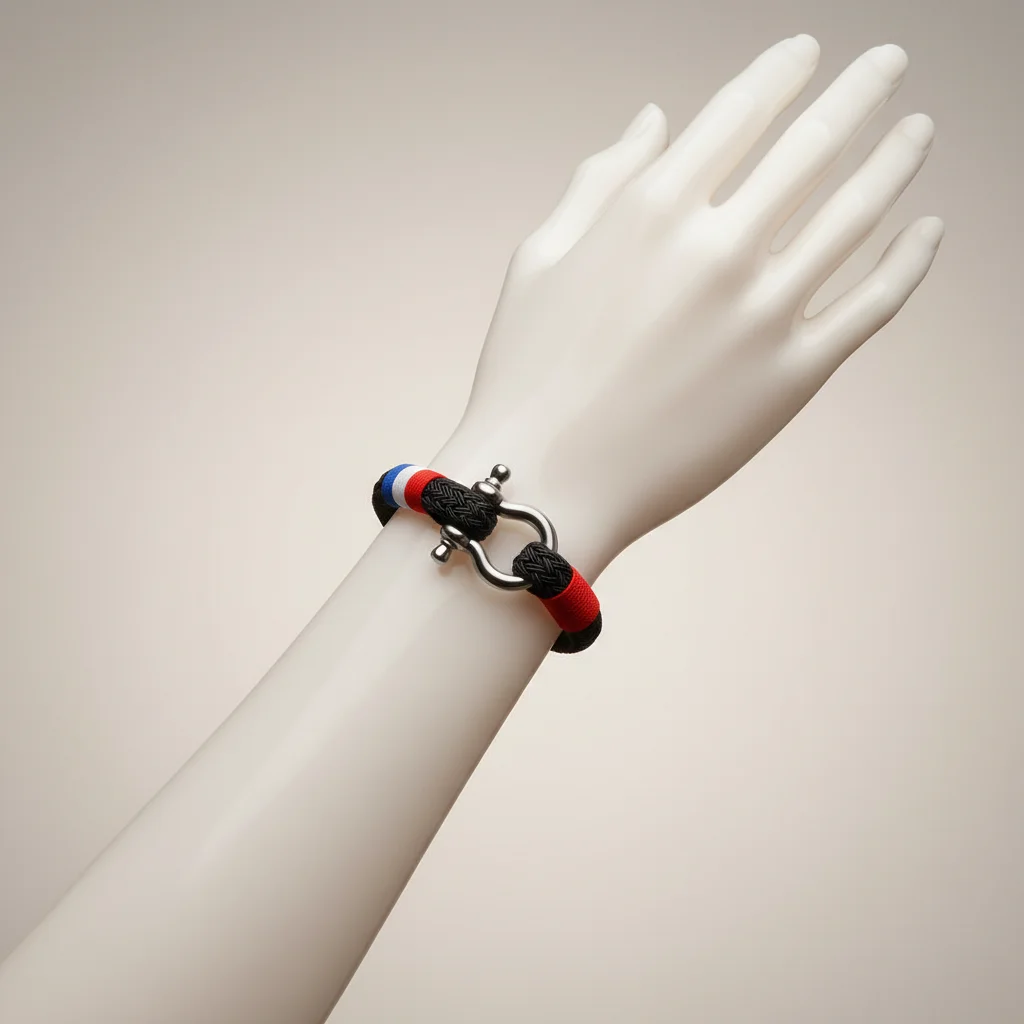 Bracelet corde style marin fermoir manille - Vue 5 - bracelet corde