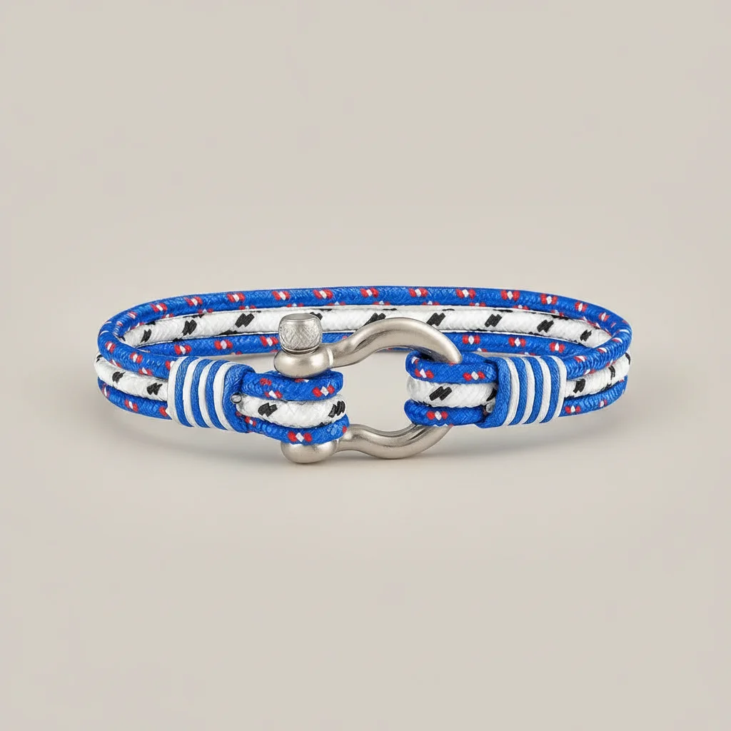 bracelet corde style marin fermoir manille - Vue 6 - bracelet corde