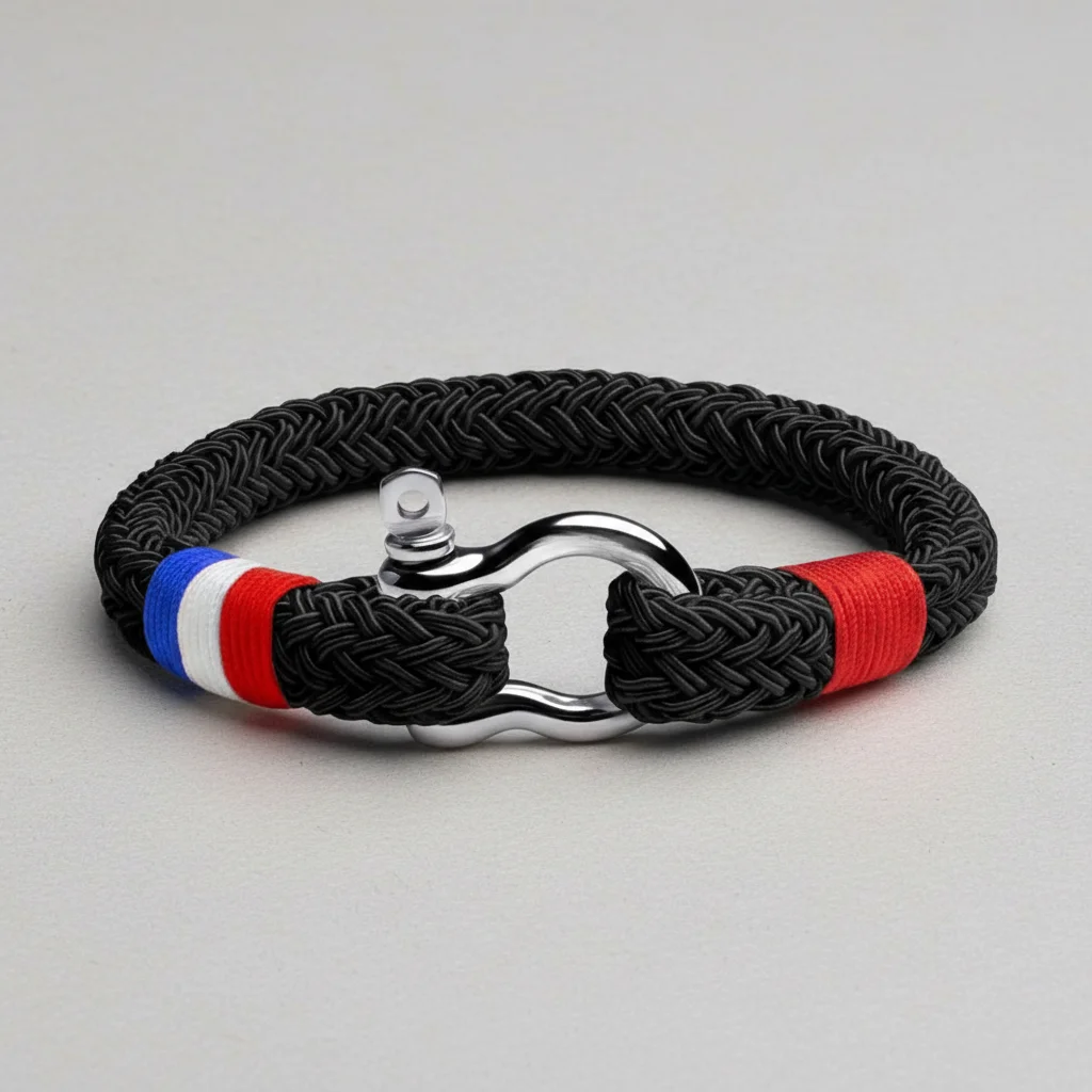 Bracelet corde style marin fermoir manille - Vue 6 - bracelet corde