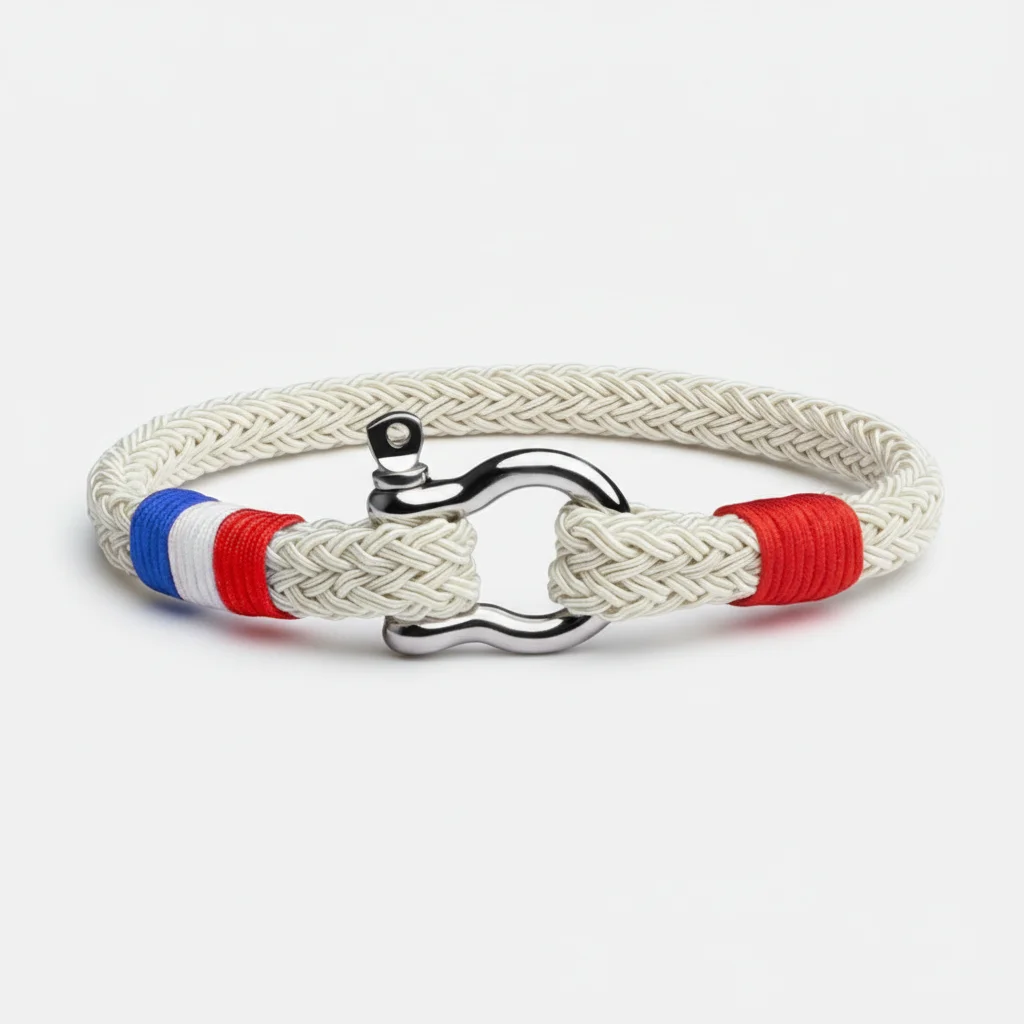 Bracelet corde style marin fermoir manille - Vue 7 - bracelet corde