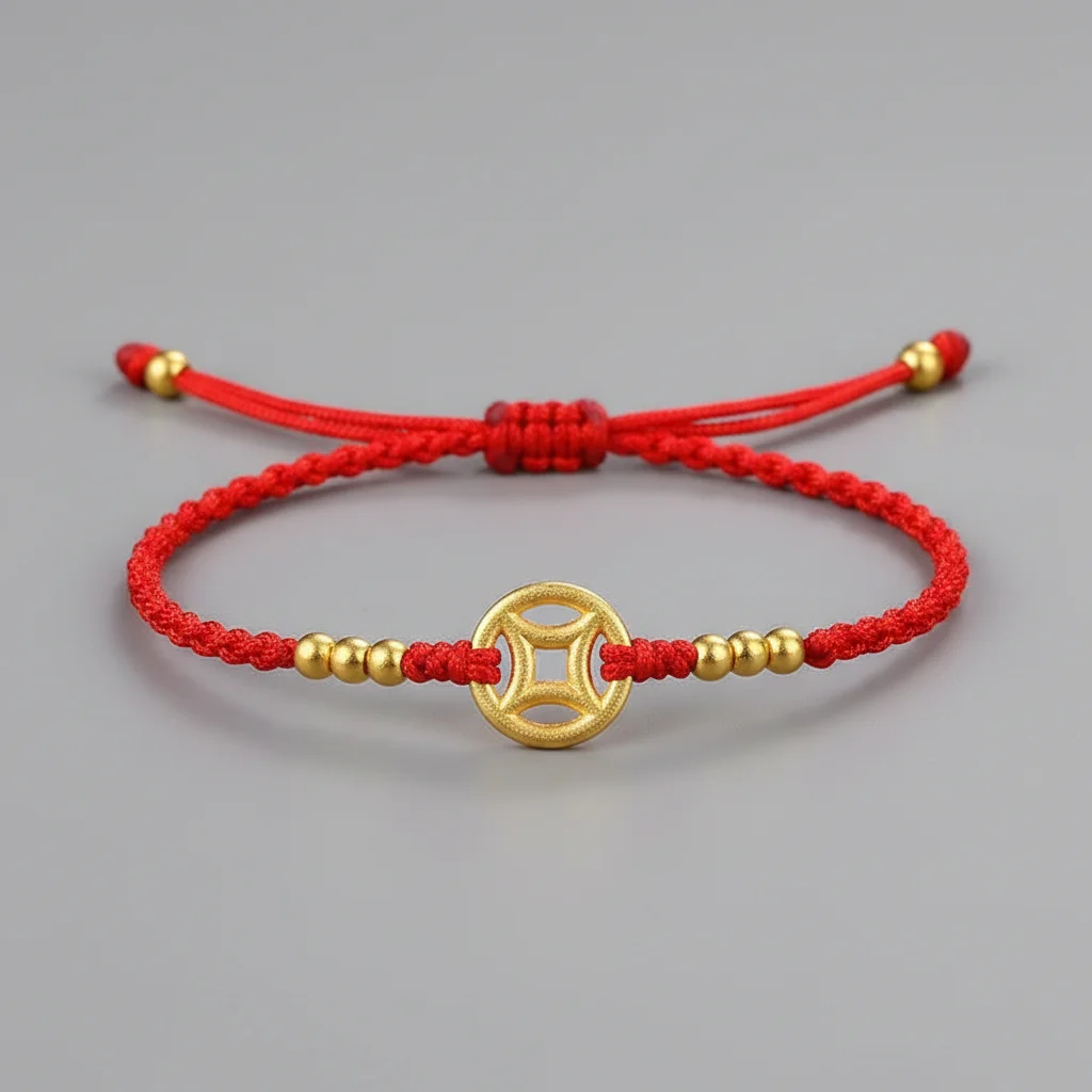 Bracelet corde symbole prospérité ajustable - Vue 1 - bracelet corde