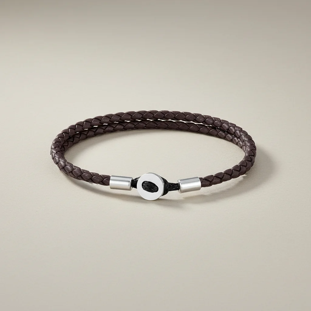 Bracelet corde tressé cuir et acier minimaliste - Vue 10 - bracelet corde