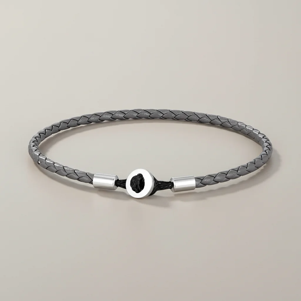 Bracelet corde tressé cuir et acier minimaliste - Vue 11 - bracelet corde