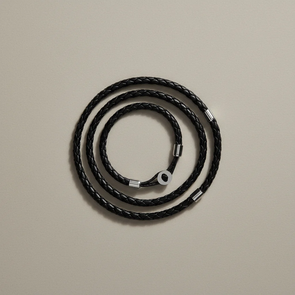 Bracelet corde tressé cuir et acier minimaliste - Vue 3 - bracelet corde