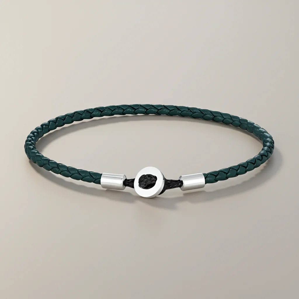 Bracelet corde tressé cuir et acier minimaliste - Vue 7 - bracelet corde