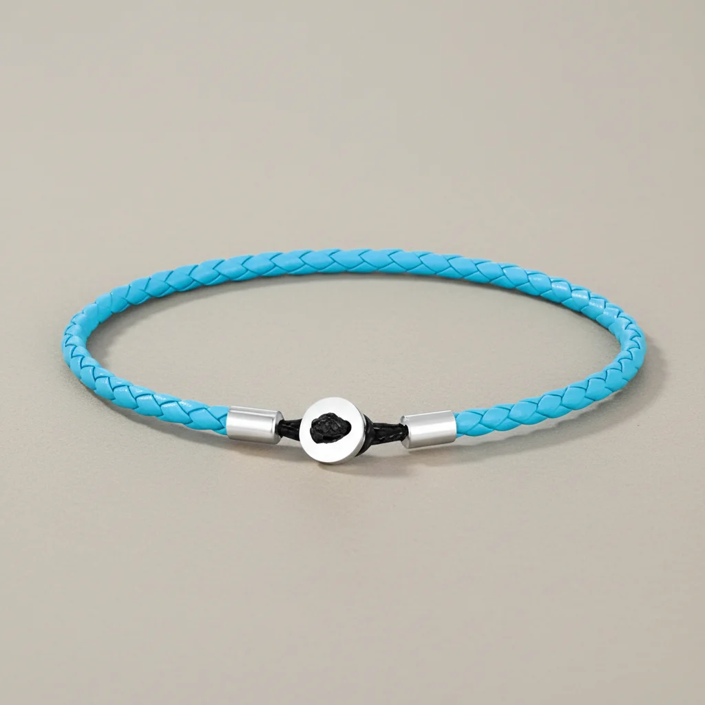 Bracelet corde tressé cuir et acier minimaliste - Vue 8 - bracelet corde